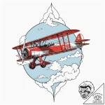 A biplane doing aerobatics against a clear bl… – tattoo sketch (№1753023802_0, 20.07.2025 15:03) — tattoovalue.net