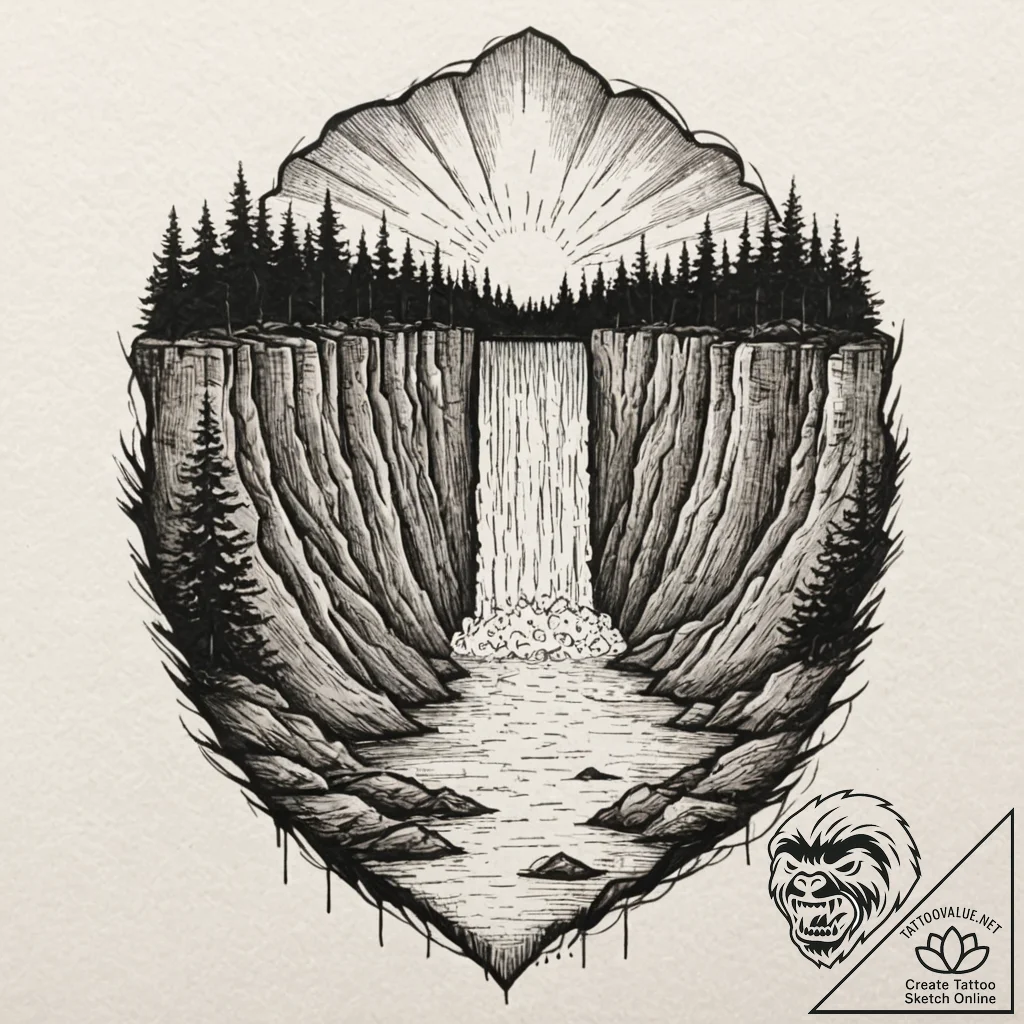 Tattoo design a powerful dam, holding back im... - tattoo sketch (№1753024051_0, 20.07.2025 15:07) — tattoovalue.net