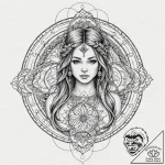 Tattoo sketch: mokosh, depicted as a serene w… – tattoo sketch (№1753024629_0, 20.07.2025 15:17) — tattoovalue.net