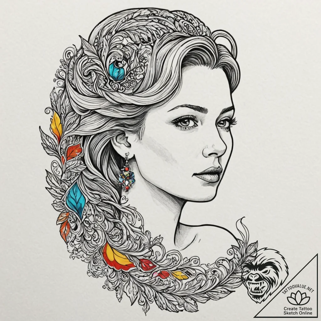 A neo-traditional portrait of marge gunderson... - tattoo sketch (№1753024961_0, 20.07.2025 15:22) — tattoovalue.net