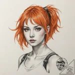 Neo-traditional portrait of leeloo with her o… – tattoo sketch (№1753025292_0, 20.07.2025 15:28) — tattoovalue.net