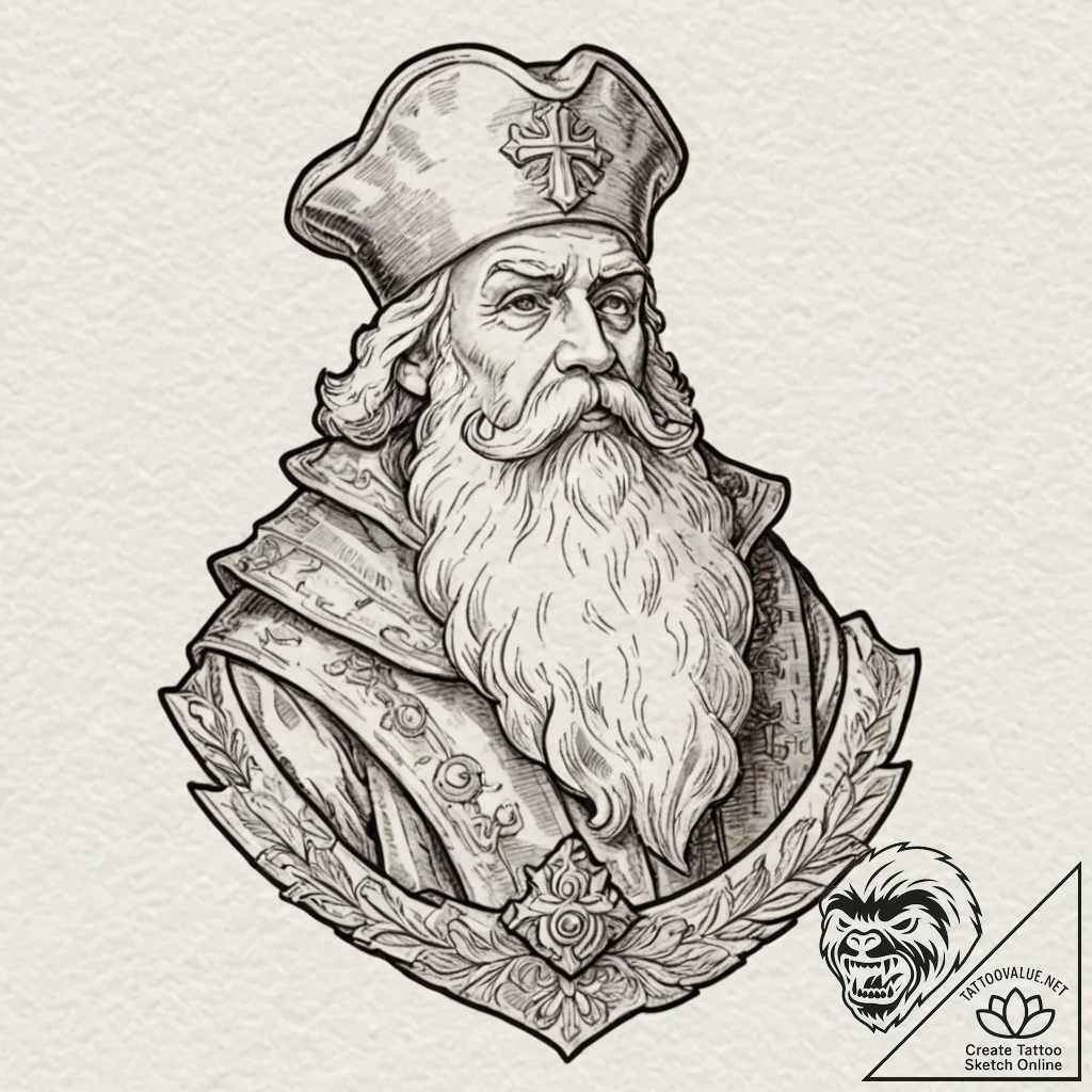St. nicholas, tattoo sketch design, on a clea... - tattoo sketch (№1753026199_0, 20.07.2025 15:43) — tattoovalue.net