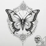 Tattoo design a caterpillar transforming into… – tattoo sketch (№1753026365_0, 20.07.2025 15:46) — tattoovalue.net