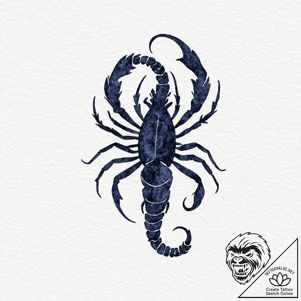 Tattoo design a scorpio scorpion, its silhoue... - tattoo sketch (№1753026445_0, 20.07.2025 15:47) — tattoovalue.net