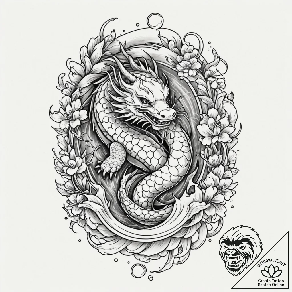 Tattoo design a zodiac animal depicted in a s... - tattoo sketch (№1753026529_0, 20.07.2025 15:48) — tattoovalue.net