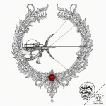 A sketch of hawkeye, drawing his bow, focused… – tattoo sketch (№1753027189_0, 20.07.2025 15:59) — tattoovalue.net