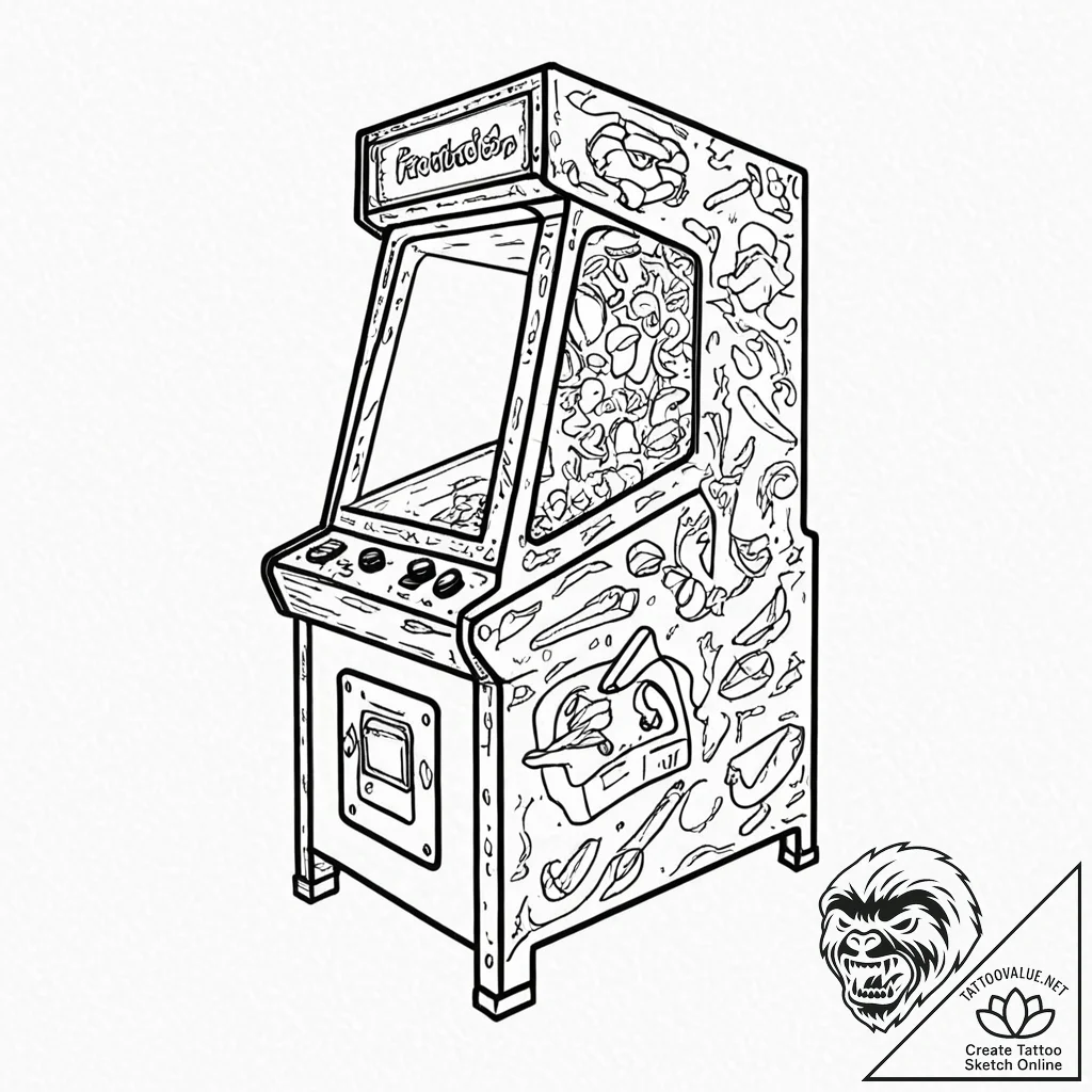 Tattoo sketch a silhouette of an arcade claw... - tattoo sketch (№1753027354_0, 20.07.2025 16:02) — tattoovalue.net