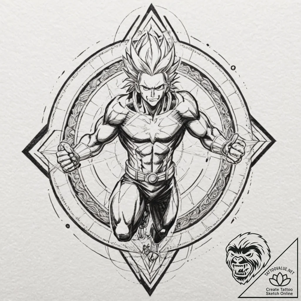 A neo-traditional tattoo of all might from my... - tattoo sketch (№1753027437_0, 20.07.2025 16:03) — tattoovalue.net