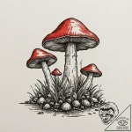 Tattoo design a single, powerful mushroom pus… – tattoo sketch (№1753027520_0, 20.07.2025 16:05) — tattoovalue.net