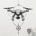 Tattoo sketch a small, stylized drone with gl… – tattoo sketch (№1753027603_0, 20.07.2025 16:06) — tattoovalue.net