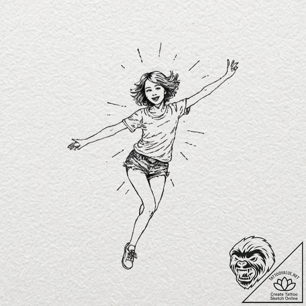 A watercolor tattoo of the "super freak" danc... - tattoo sketch (№1753027684_0, 20.07.2025 16:08) — tattoovalue.net