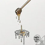 A close-up of honey dripping from a wooden di… – tattoo sketch (№1753028097_0, 20.07.2025 16:14) — tattoovalue.net