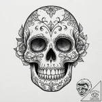 Sugar skull, artistic tattoo sketch, black an… – tattoo sketch (№1753028345_0, 20.07.2025 16:19) — tattoovalue.net