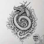 Trash polka composition of a nazgûl on its fe… – tattoo sketch (№1753028428_0, 20.07.2025 16:20) — tattoovalue.net
