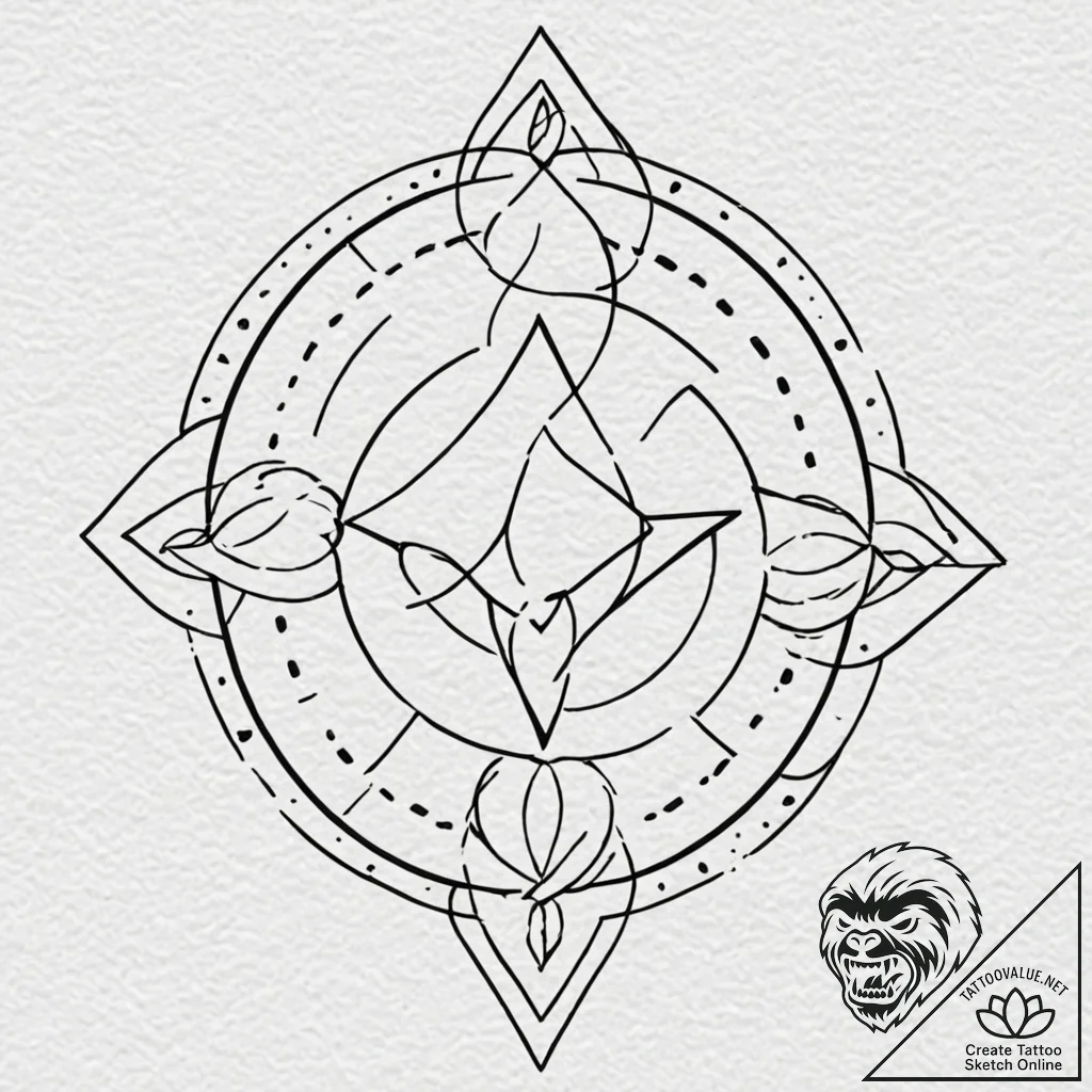 57. tattoo design: a minimalist "mir" rune, d... - tattoo sketch (№1753028929_0, 20.07.2025 16:28) — tattoovalue.net