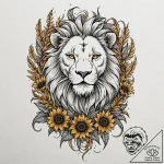 Tattoo sketch a leo lion’s face adorned with… – tattoo sketch (№1753029427_0, 20.07.2025 16:37) — tattoovalue.net