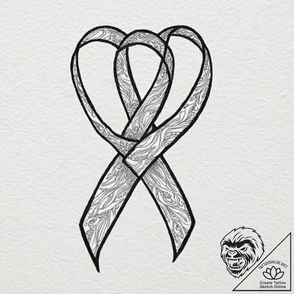 Tattoo design a subtle tribute ribbon in blac... - tattoo sketch (№1753029510_0, 20.07.2025 16:38) — tattoovalue.net