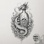 A linework tattoo of a bottle of felix felici… – tattoo sketch (№1753029924_0, 20.07.2025 16:45) — tattoovalue.net