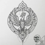Tattoo sketch a phoenix rising from subtle fl… – tattoo sketch (№1753030088_0, 20.07.2025 16:48) — tattoovalue.net