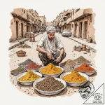 A photo of a street vendor in marrakech, arra… – tattoo sketch (№1753030254_0, 20.07.2025 16:50) — tattoovalue.net