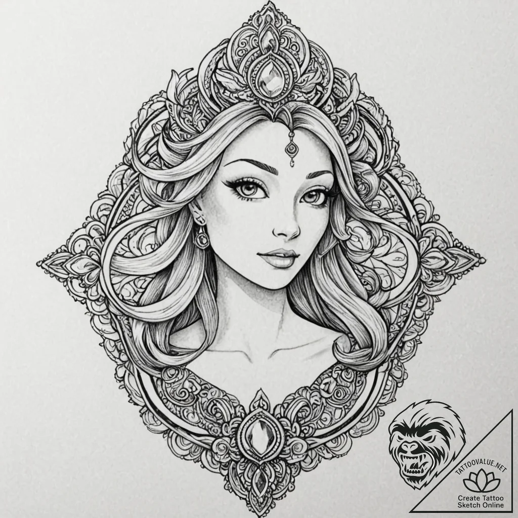 A neo-traditional tattoo of leela from futura... - tattoo sketch (№1753030420_0, 20.07.2025 16:53) — tattoovalue.net