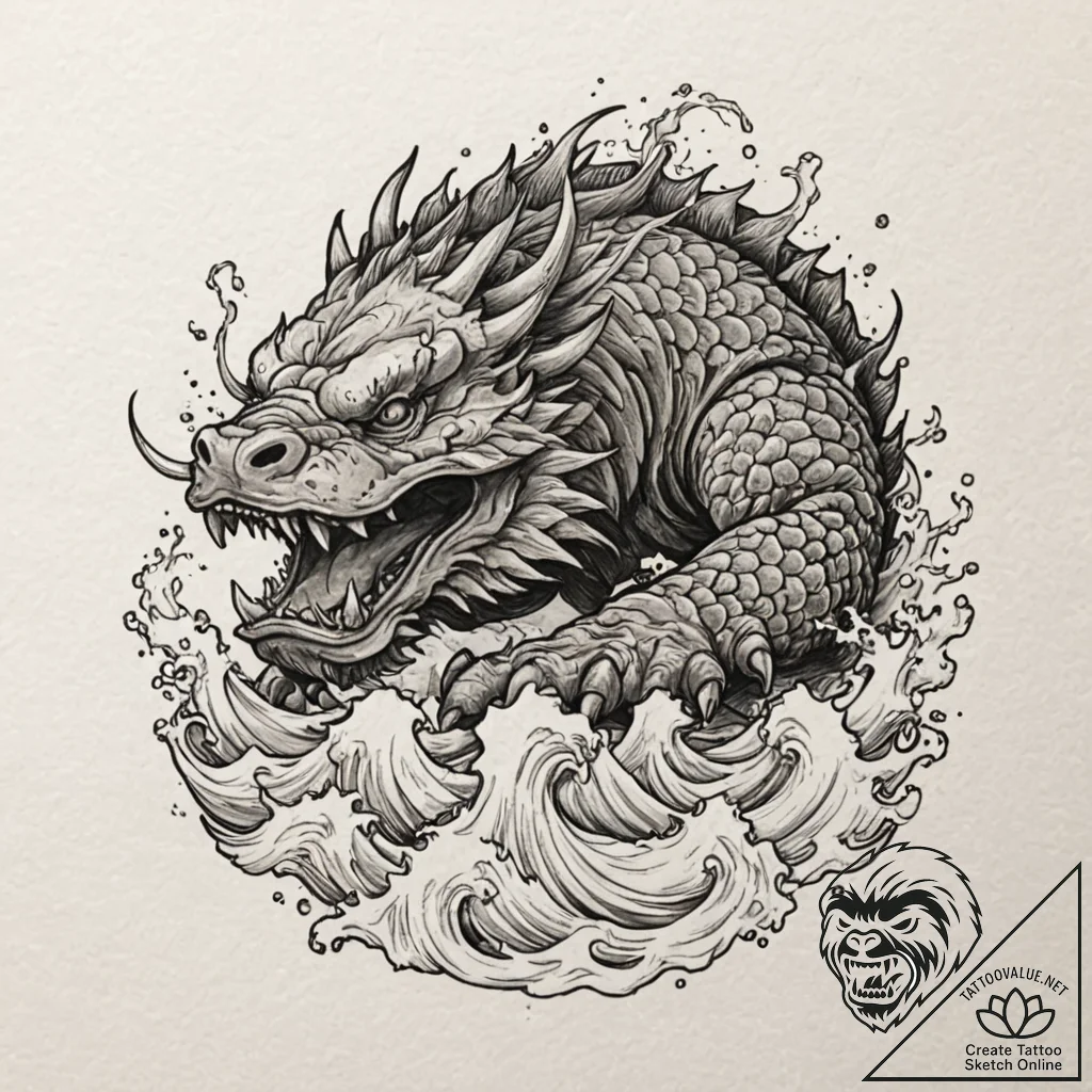 43. a sketch of a rancor, monstrous and power... - tattoo sketch (№1753030751_0, 20.07.2025 16:59) — tattoovalue.net