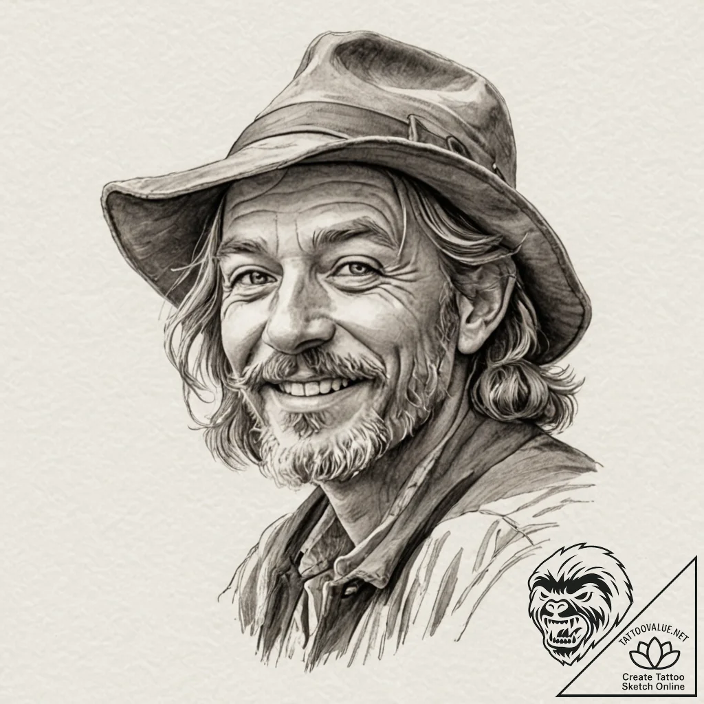 A sketch of tom bombadil, joyful and enigmati... - tattoo sketch (№1753030834_0, 20.07.2025 17:00) — tattoovalue.net