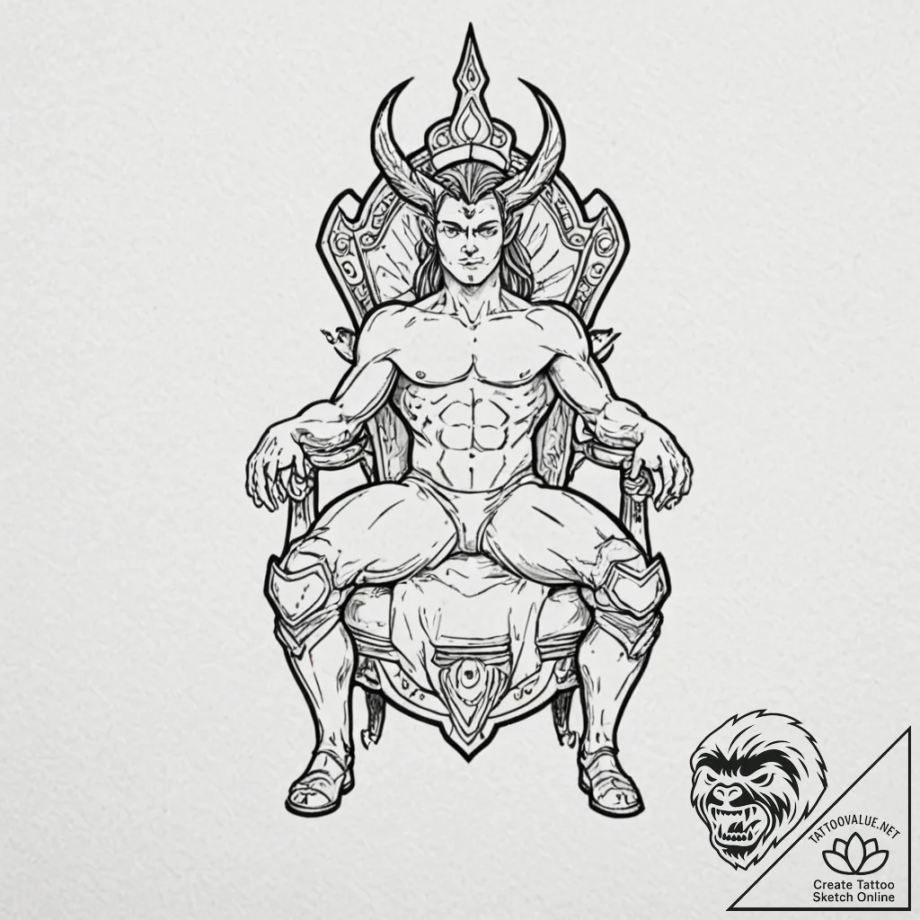 Tattoo design a gaming chair with a subtle ha... - tattoo sketch (№1753031659_0, 20.07.2025 17:14) — tattoovalue.net