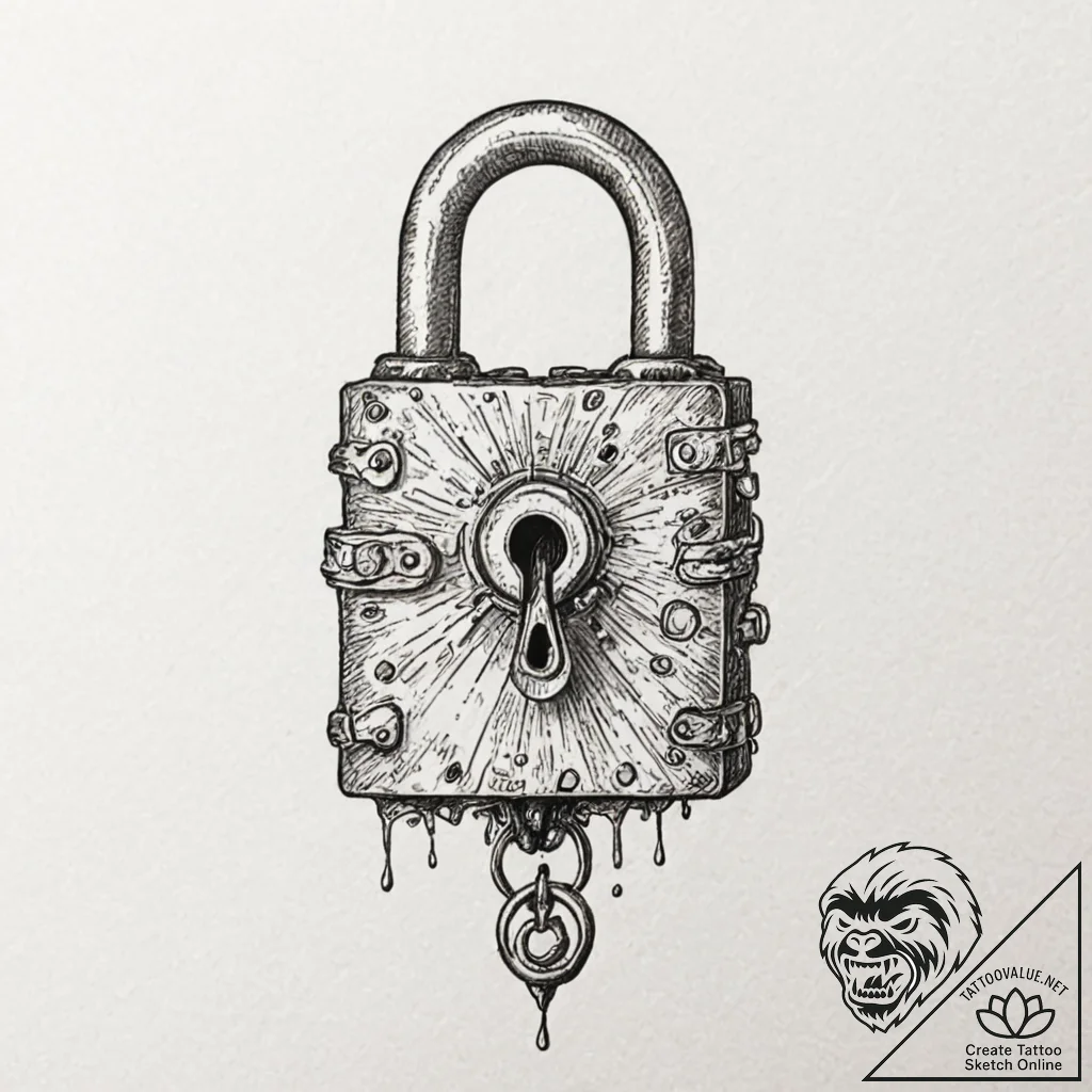 Tattoo design a stylized lock with no visible... - tattoo sketch (№1753032073_0, 20.07.2025 17:21) — tattoovalue.net