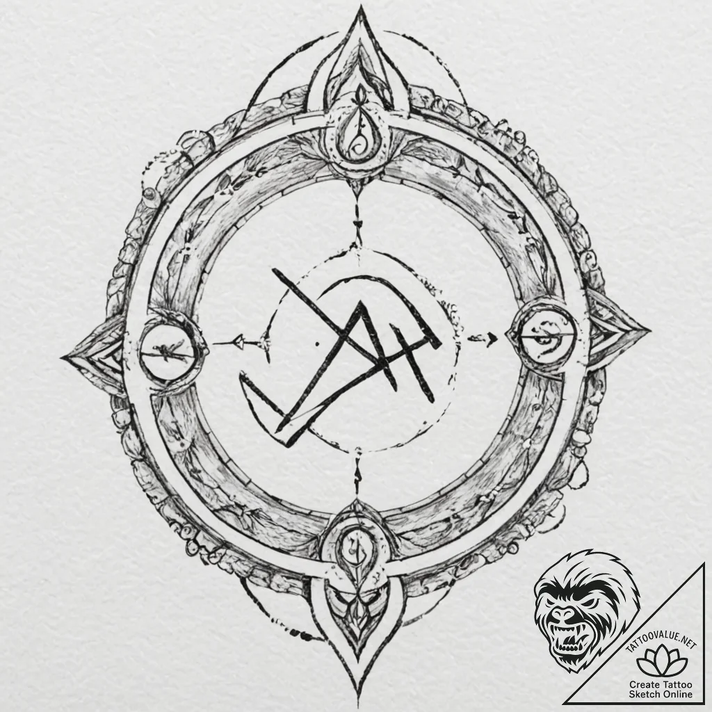 67. tattoo design: a "alatyr" rune integrated... - tattoo sketch (№1753032819_0, 20.07.2025 17:33) — tattoovalue.net