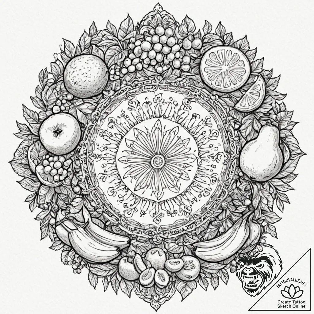 Tattoo design: a scene of abundance and prosp... - tattoo sketch (№1753032984_0, 20.07.2025 17:36) — tattoovalue.net