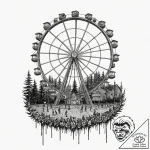 A nighttime shot of a carnival, with the ferr… – tattoo sketch (№1753033068_0, 20.07.2025 17:37) — tattoovalue.net