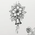 Bells (flower), ink illustration for tattoo,… – tattoo sketch (№1753033150_0, 20.07.2025 17:39) — tattoovalue.net