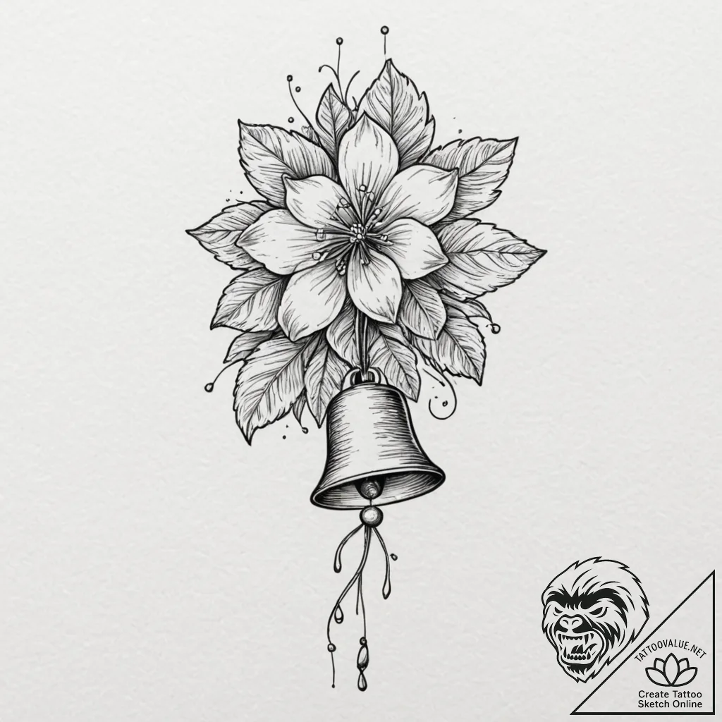 Bells (flower), ink illustration for tattoo,... - tattoo sketch (№1753033150_0, 20.07.2025 17:39) — tattoovalue.net