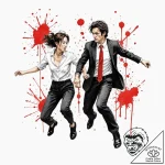 A sketch of the hallway fight scene from oldb… – tattoo sketch (№1753033480_0, 20.07.2025 17:44) — tattoovalue.net