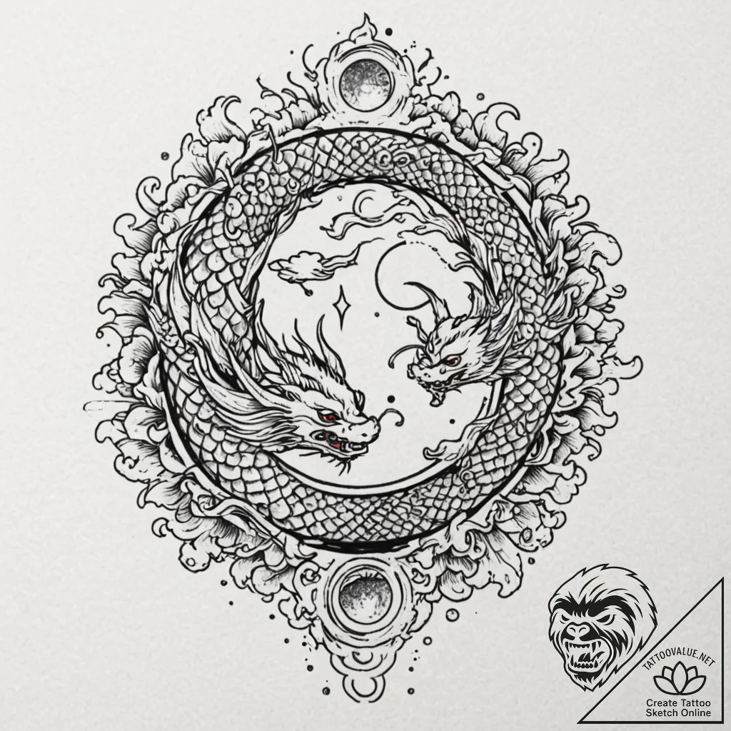 Tattoo sketch a moon and a sun, each on a sep... - tattoo sketch (№1753033894_0, 20.07.2025 17:51) — tattoovalue.net