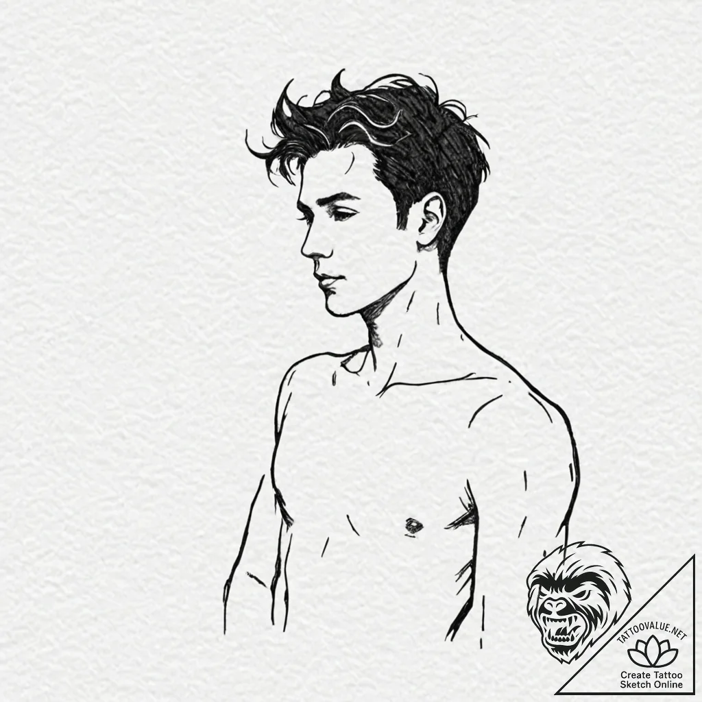 Man (silhouette/figure), tattoo line art, bla... - tattoo sketch (№1753034392_0, 20.07.2025 17:59) — tattoovalue.net