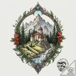 A watercolor sketch of kaer morhen, the witch… – tattoo sketch (№1753034888_0, 20.07.2025 18:08) — tattoovalue.net
