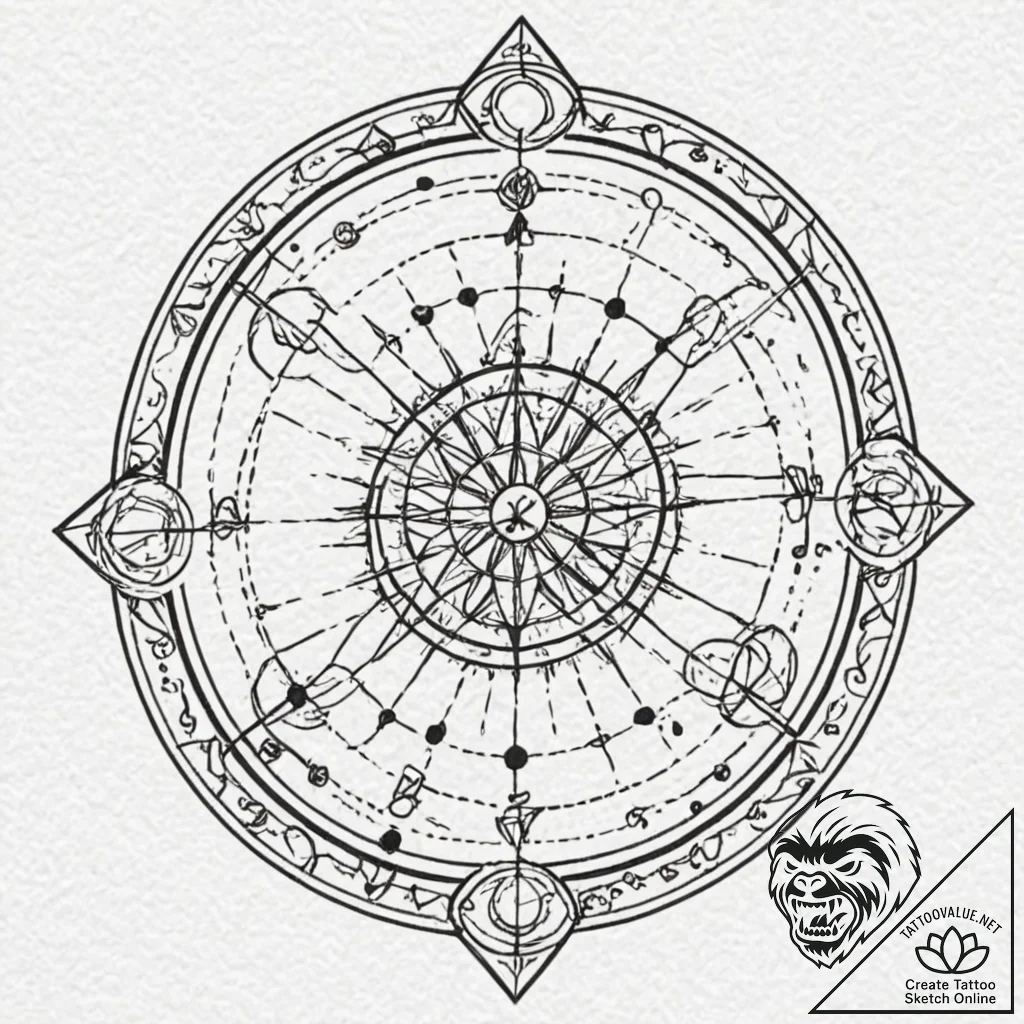 Tattoo design a geometric sphere with the zod... - tattoo sketch (№1753035464_0, 20.07.2025 18:17) — tattoovalue.net