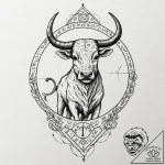Tattoo design a zodiac animal with a banner b… – tattoo sketch (№1753036620_0, 20.07.2025 18:37) — tattoovalue.net
