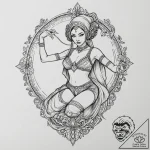 Chicano style art of a beautiful twi’lek danc… – tattoo sketch (№1753036703_0, 20.07.2025 18:38) — tattoovalue.net