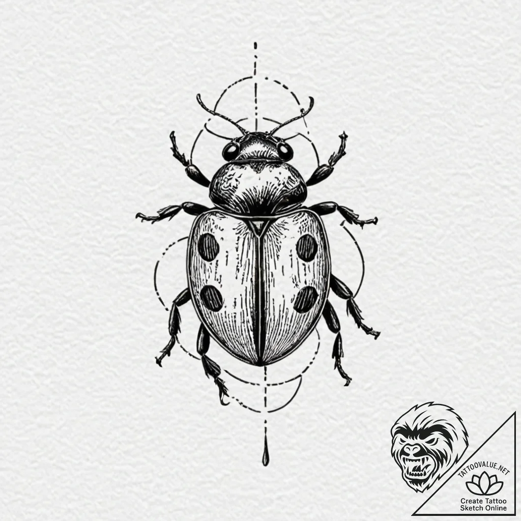 Tattoo design a delicate ladybug, bringing go... - tattoo sketch (№1753037279_0, 20.07.2025 18:47) — tattoovalue.net