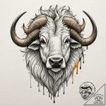 A neo-traditional tattoo of the white buffalo… – tattoo sketch (№1753037609_0, 20.07.2025 18:53) — tattoovalue.net