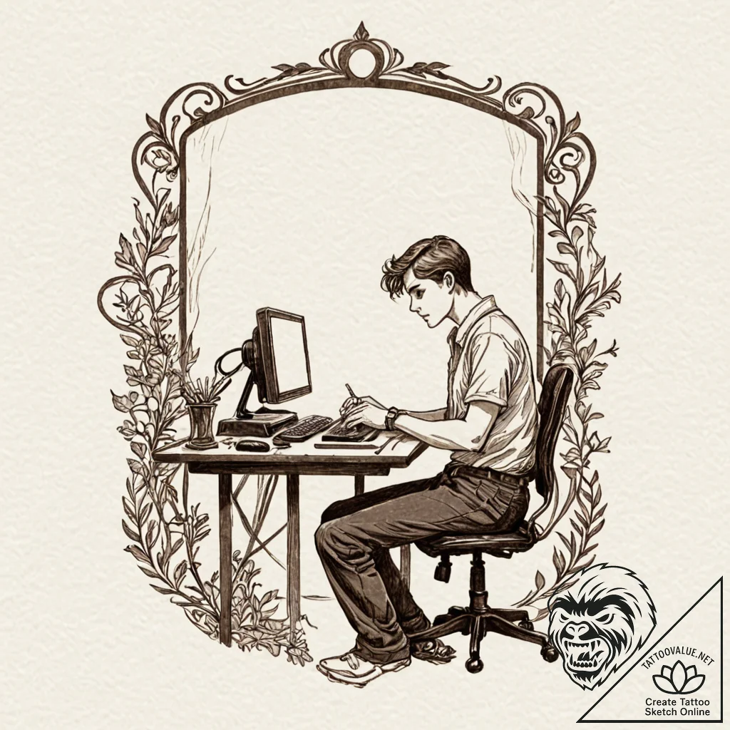 Tattoo design a minimalist silhouette of a ga... - tattoo sketch (№1753037692_0, 20.07.2025 18:54) — tattoovalue.net