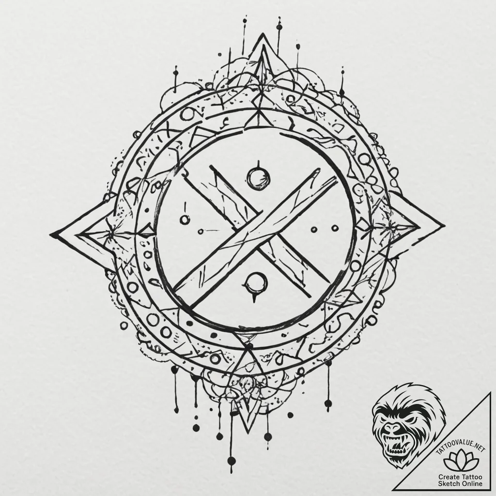 130. tattoo sketch: "rod" rune with subtle ce... - tattoo sketch (№1753038021_0, 20.07.2025 19:00) — tattoovalue.net