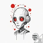 A linework tattoo of marvin the paranoid andr… – tattoo sketch (№1753038598_0, 20.07.2025 19:09) — tattoovalue.net