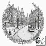 A street sweeper cleaning a city street in th… – tattoo sketch (№1753039175_0, 20.07.2025 19:19) — tattoovalue.net