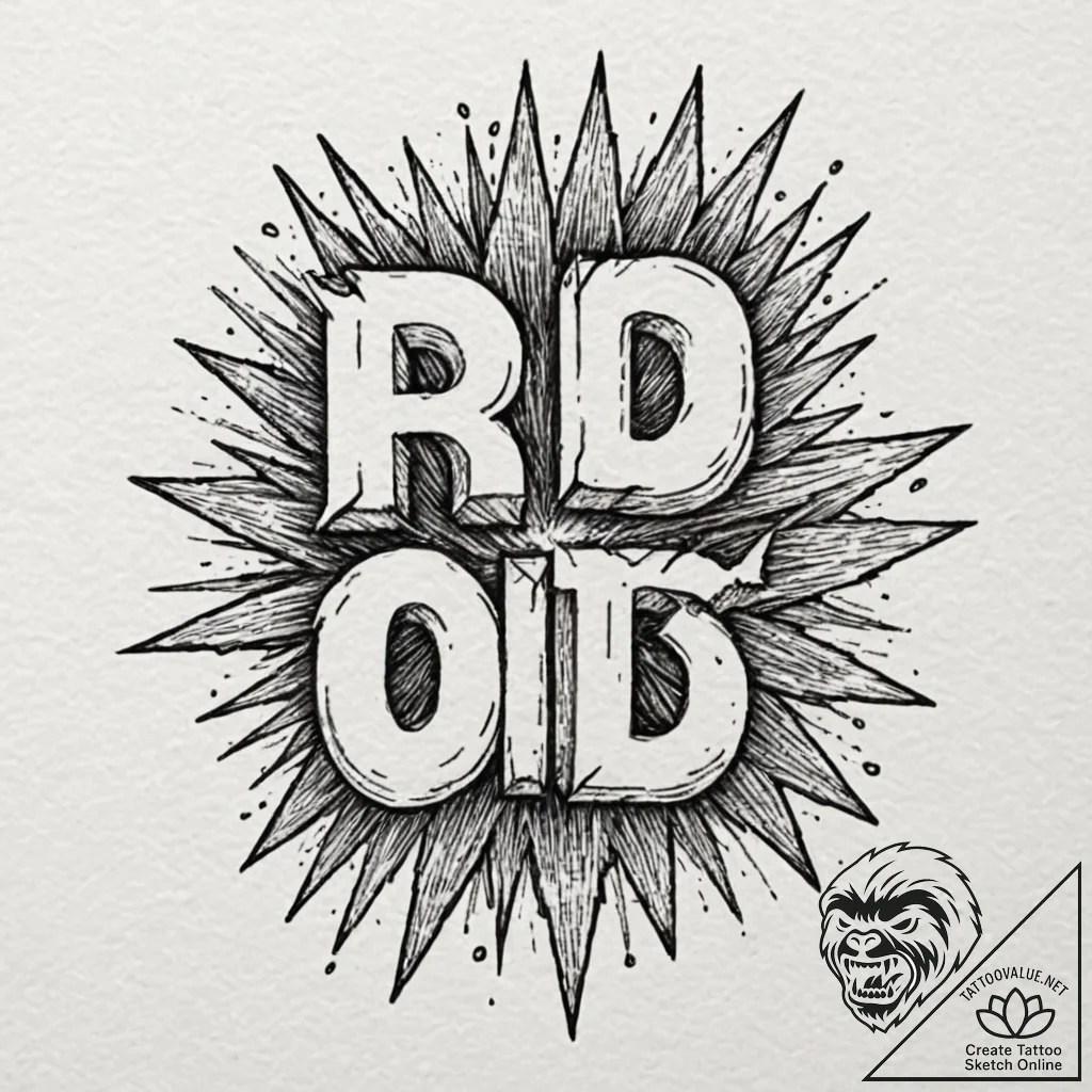 Tattoo design 'critical hit' in a sharp, expl... - tattoo sketch (№1753039340_0, 20.07.2025 19:22) — tattoovalue.net