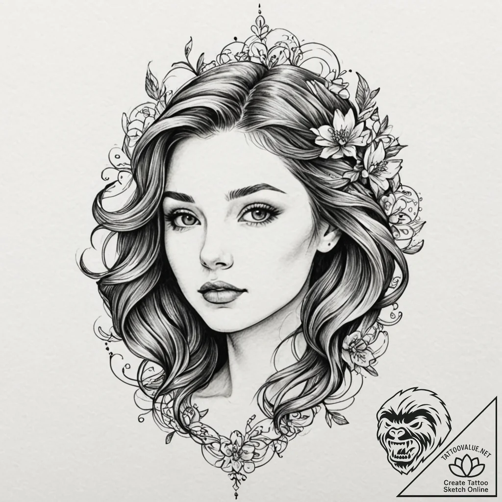 Tattoo design a subtle depiction of a persona... - tattoo sketch (№1753039919_0, 20.07.2025 19:31) — tattoovalue.net