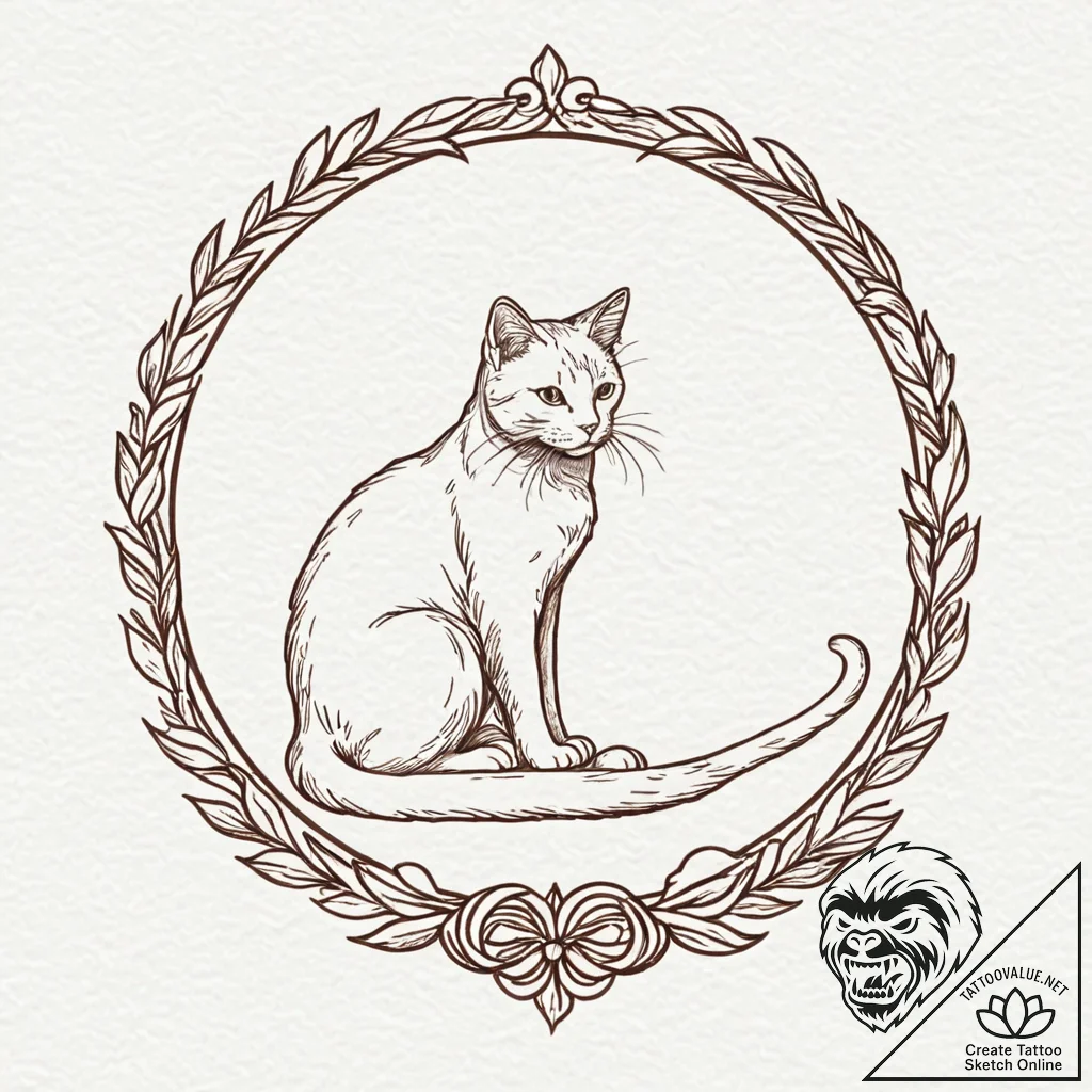 Tattoo sketch a small, elegant cat silhouette... - tattoo sketch (№1753040001_0, 20.07.2025 19:33) — tattoovalue.net